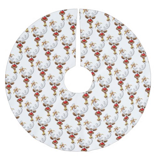 Funny Reindeer Peeking Christmas Meme  Brushed Polyester Tree Skirt