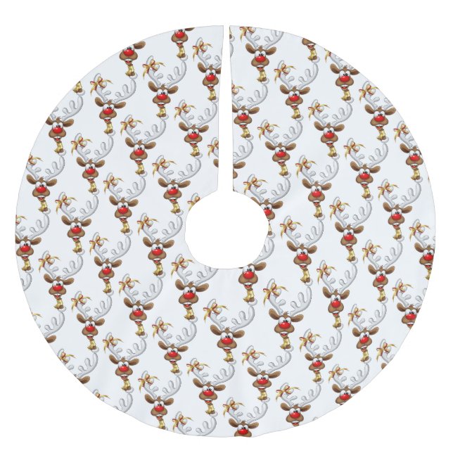Funny Reindeer Peeking Christmas Meme  Brushed Polyester Tree Skirt (Front)