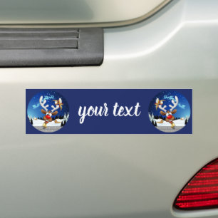 Funny Reindeer Peeking Christmas Meme Bumper Sticker
