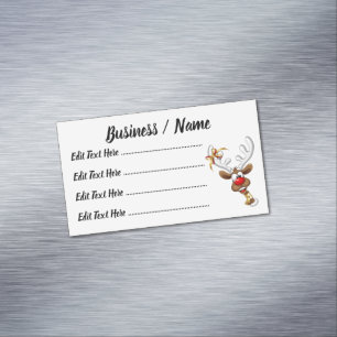 Funny Reindeer Peeking Christmas Meme  Business Card Magnet
