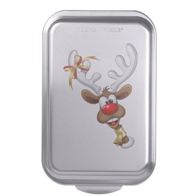 Funny Reindeer Peeking Christmas Meme  Cake Pan (Front Vertical)