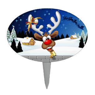 Funny Reindeer Peeking Christmas Meme  Cake Topper