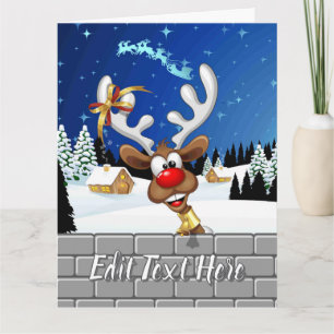 Funny Reindeer Peeking Christmas Meme Card