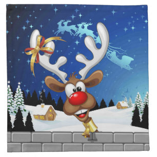 Funny Reindeer Peeking Christmas Meme Cloth Napkin