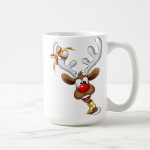 Funny Reindeer Peeking Christmas Meme  Coffee Mug