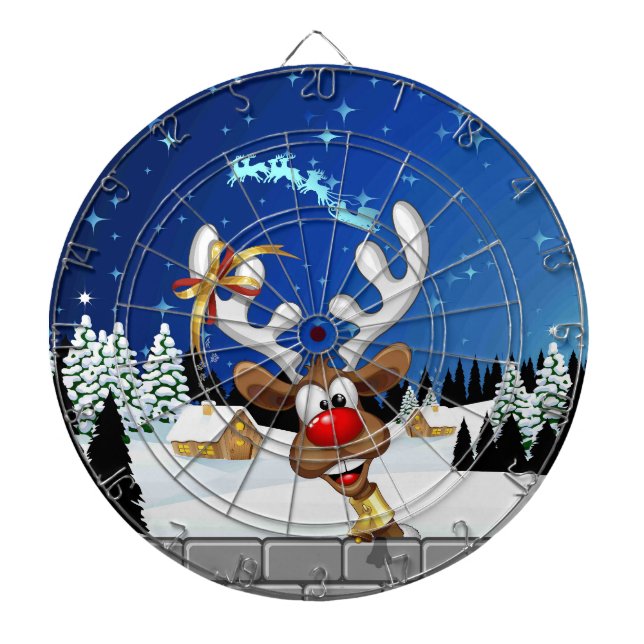 Funny Reindeer Peeking Christmas Meme  Dart Board (Front)