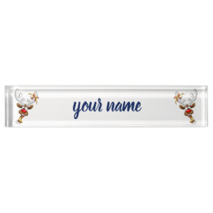 Funny Reindeer Peeking Christmas Meme Desk Name Plate