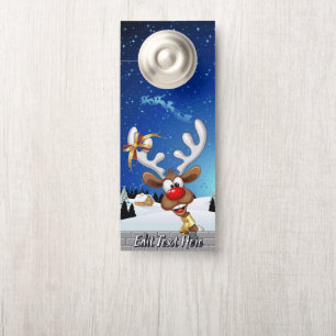 Funny Reindeer Peeking Christmas Meme  Door Hanger