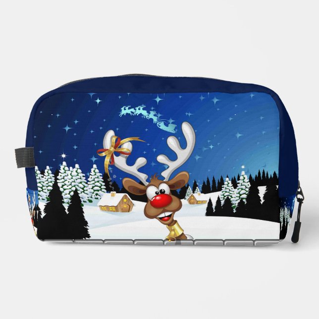 Funny Reindeer Peeking Christmas Meme  Dopp Kit (Front)