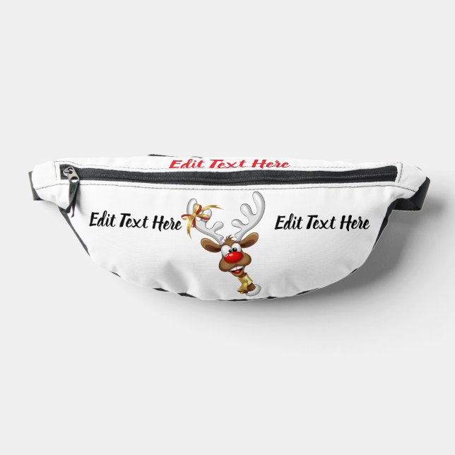 Funny Reindeer Peeking Christmas Meme  Fanny Pack (Lay Down)