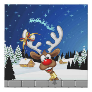 Funny Reindeer Peeking Christmas Meme  Faux Canvas Print