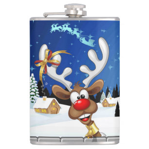 Funny Reindeer Peeking Christmas Meme  Flask