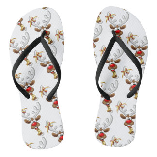 Funny Reindeer Peeking Christmas Meme  Flip Flops