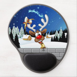 Funny Reindeer Peeking Christmas Meme Gel Mouse Pad