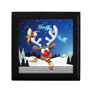 Funny Reindeer Peeking Christmas Meme  Gift Box
