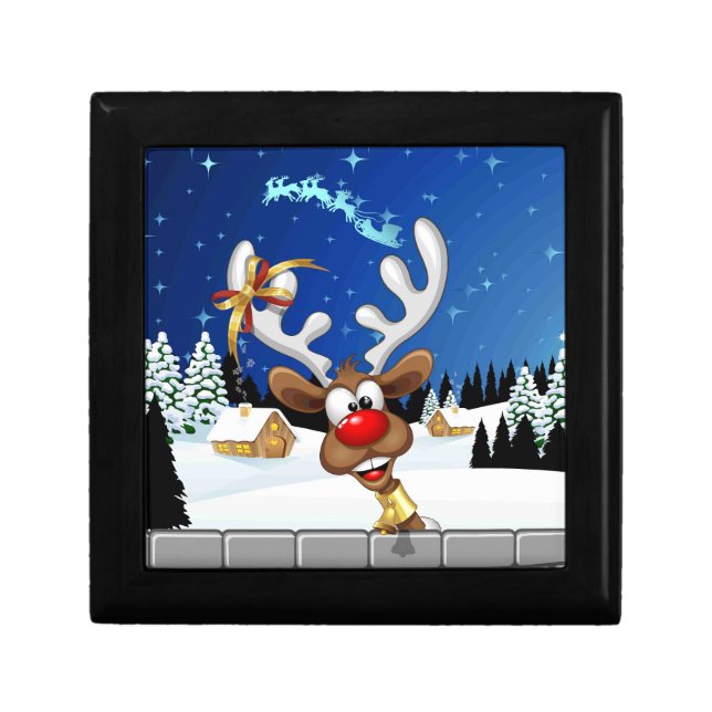 Funny Reindeer Peeking Christmas Meme  Gift Box (Front)