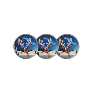Funny Reindeer Peeking Christmas Meme Golf Ball Marker