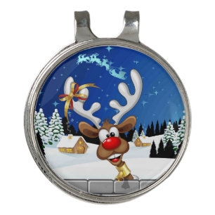 Funny Reindeer Peeking Christmas Meme Golf Hat Clip