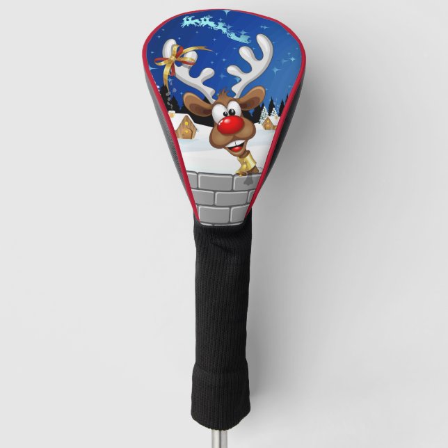 Funny Reindeer Peeking Christmas Meme  Golf Head Cover (Front)