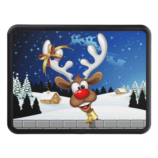 Funny Reindeer Peeking Christmas Meme  Hitch Cover (Front)