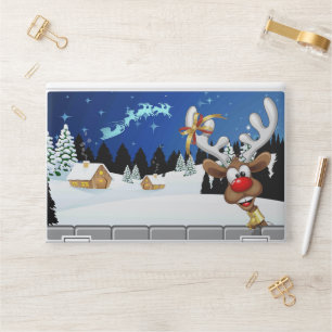 Funny Reindeer Peeking Christmas Meme  HP Laptop Skin