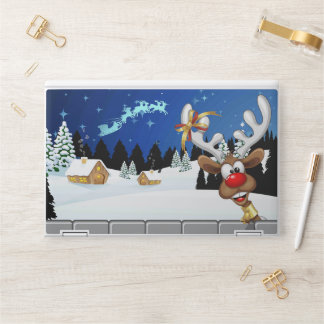 Funny Reindeer Peeking Christmas Meme HP Laptop Skin