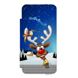 Funny Reindeer Peeking Christmas Meme  iPhone SE/5/5s Wallet Case