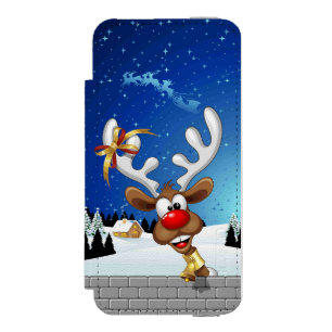 Funny Reindeer Peeking Christmas Meme  iPhone SE/5/5s Wallet Case