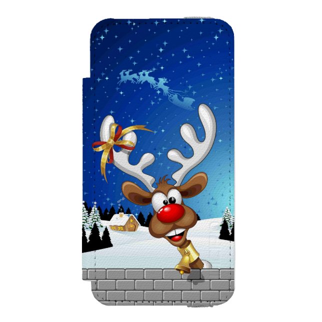 Funny Reindeer Peeking Christmas Meme  Incipio iPhone Wallet Case (Folio Front)