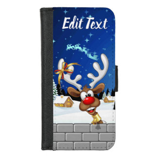 Funny Reindeer Peeking Christmas Meme iPhone 8/7 Wallet Case