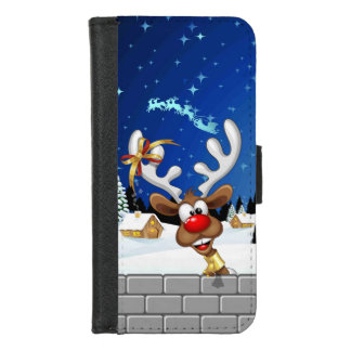 Funny Reindeer Peeking Christmas Meme iPhone 8/7 Wallet Case