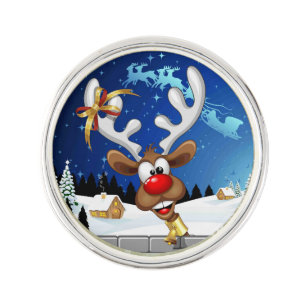 Funny Reindeer Peeking Christmas Meme Lapel Pin