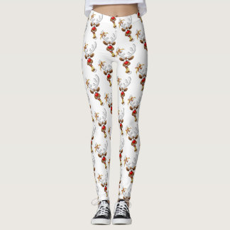 Funny Reindeer Peeking Christmas Meme  Leggings