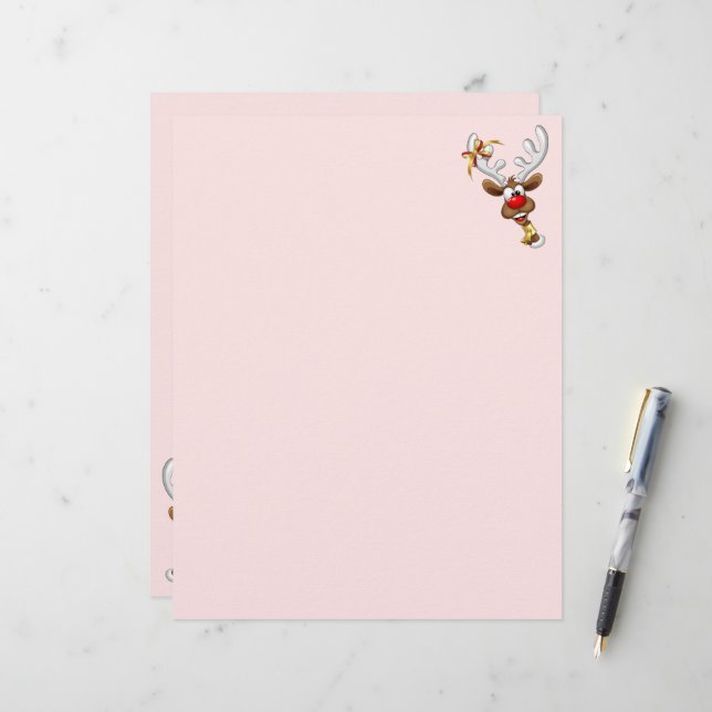 Funny Reindeer Peeking Christmas Meme  Letterhead (Front/Back In Situ)