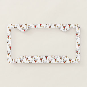 Funny Reindeer Peeking Christmas Meme  License Plate Frame