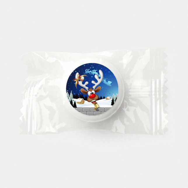 Funny Reindeer Peeking Christmas Meme  Life Saver® Mints (Front)