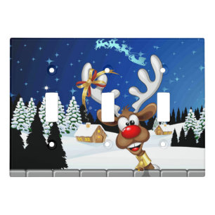 Funny Reindeer Peeking Christmas Meme  Light Switch Cover