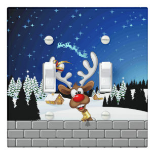 Funny Reindeer Peeking Christmas Meme  Light Switch Cover
