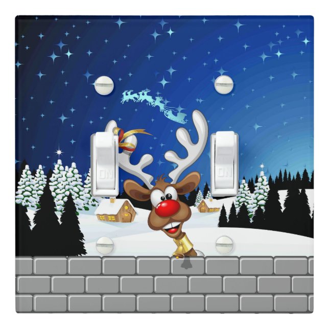 Funny Reindeer Peeking Christmas Meme  Light Switch Cover (In Situ)