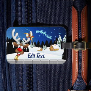 Funny Reindeer Peeking Christmas Meme  Luggage Tag