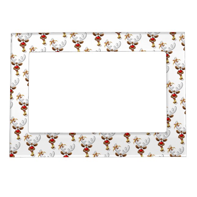 Funny Reindeer Peeking Christmas Meme  Magnetic Frame (Front)