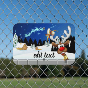Funny Reindeer Peeking Christmas Meme  Metal Sign