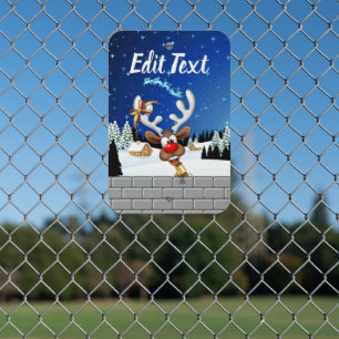 Funny Reindeer Peeking Christmas Meme  Metal Sign