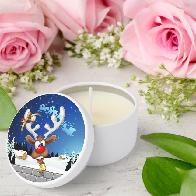 Funny Reindeer Peeking Christmas Meme  Mini Candle Favors (Insitu (Wedding))