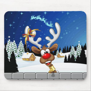 Funny Reindeer Peeking Christmas Meme Mouse Pad