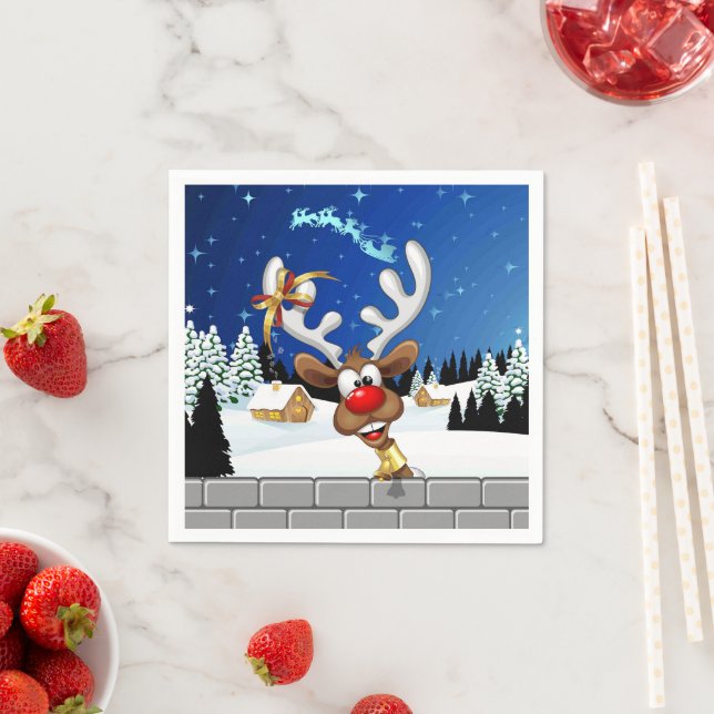 Funny Reindeer Peeking Christmas Meme  Napkins (Insitu)