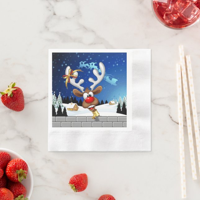 Funny Reindeer Peeking Christmas Meme  Napkins (Insitu)