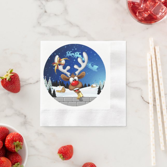 Funny Reindeer Peeking Christmas Meme  Napkins (Insitu)