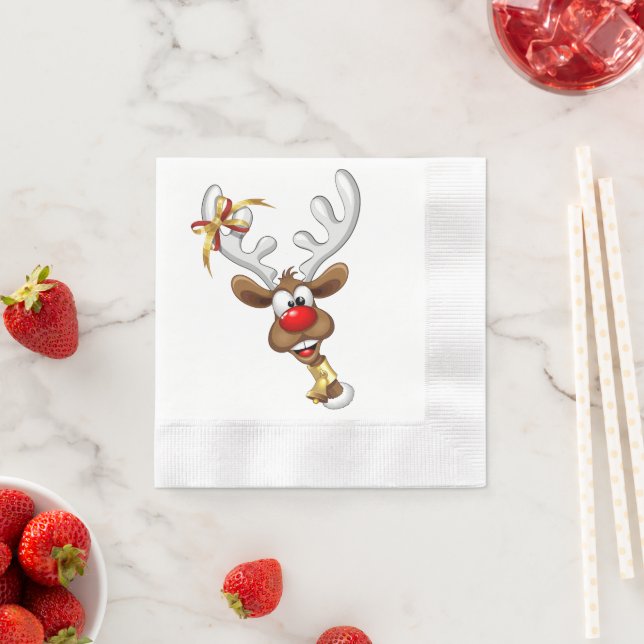 Funny Reindeer Peeking Christmas Meme  Napkins (Insitu)