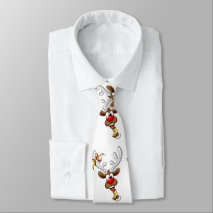 Funny Reindeer Peeking Christmas Meme  Neck Tie